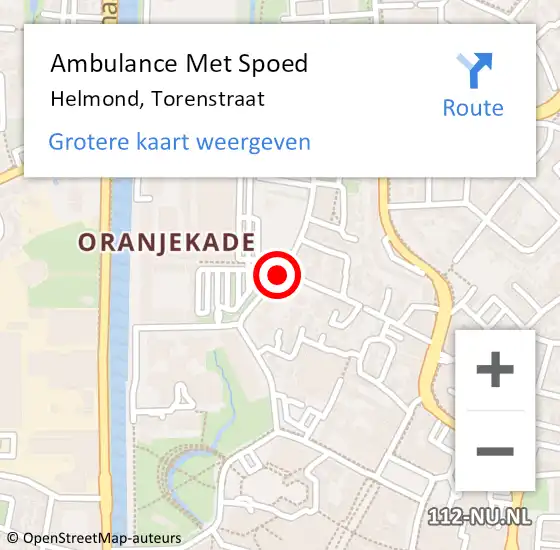 Locatie op kaart van de 112 melding: Ambulance Met Spoed Naar Helmond, Torenstraat op 19 september 2019 00:19