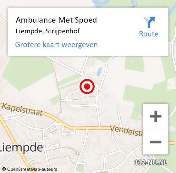 Locatie op kaart van de 112 melding: Ambulance Met Spoed Naar Liempde, Strijpenhof op 19 september 2019 00:40