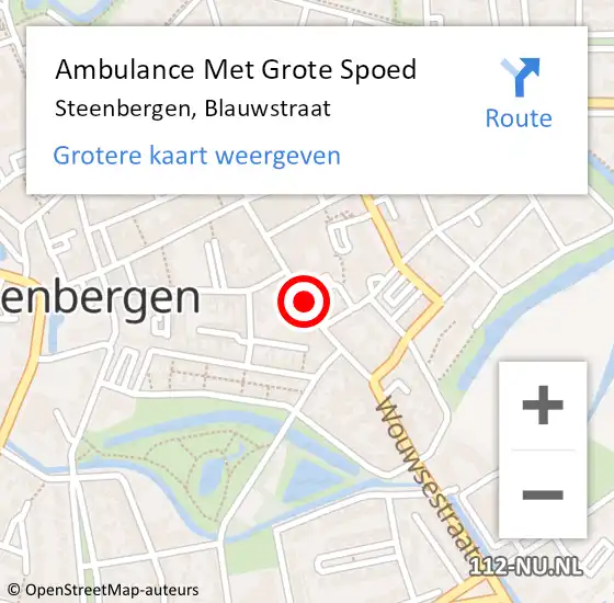 Locatie op kaart van de 112 melding: Ambulance Met Grote Spoed Naar Steenbergen, Blauwstraat op 19 september 2019 02:37