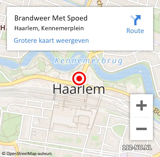 Locatie op kaart van de 112 melding: Brandweer Met Spoed Naar Haarlem, Kennemerplein op 19 september 2019 02:53