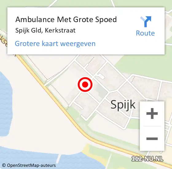 Locatie op kaart van de 112 melding: Ambulance Met Grote Spoed Naar Spijk Gld, Kerkstraat op 19 september 2019 03:04
