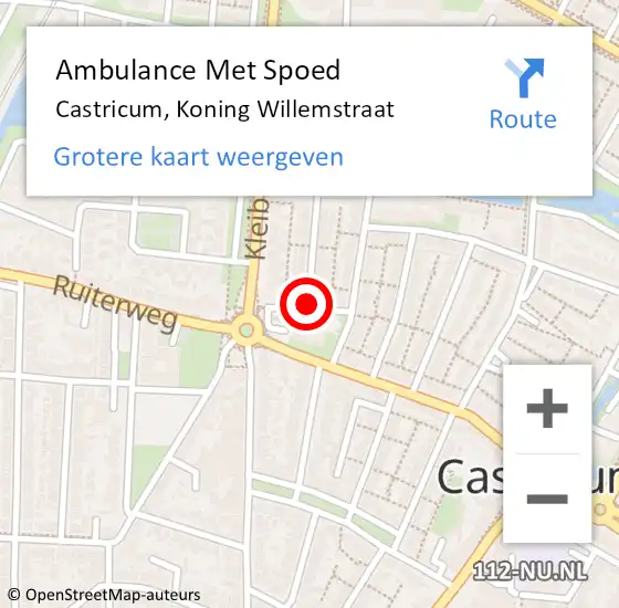 Locatie op kaart van de 112 melding: Ambulance Met Spoed Naar Castricum, Koning Willemstraat op 19 september 2019 03:35
