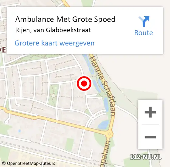 Locatie op kaart van de 112 melding: Ambulance Met Grote Spoed Naar Rijen, van Glabbeekstraat op 19 september 2019 03:37