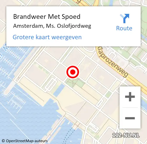 Locatie op kaart van de 112 melding: Brandweer Met Spoed Naar Amsterdam, Ms. Oslofjordweg op 19 september 2019 04:18