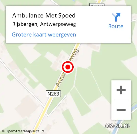 Locatie op kaart van de 112 melding: Ambulance Met Spoed Naar Rijsbergen, Antwerpseweg op 19 september 2019 04:52