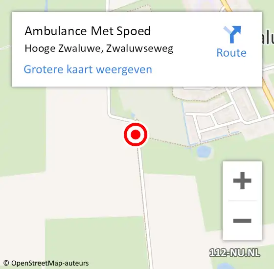 Locatie op kaart van de 112 melding: Ambulance Met Spoed Naar Hooge Zwaluwe, Zwaluwseweg op 19 september 2019 05:03