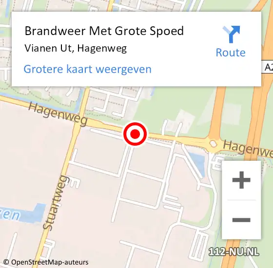 Locatie op kaart van de 112 melding: Brandweer Met Grote Spoed Naar Vianen Ut, Hagenweg op 19 september 2019 05:34