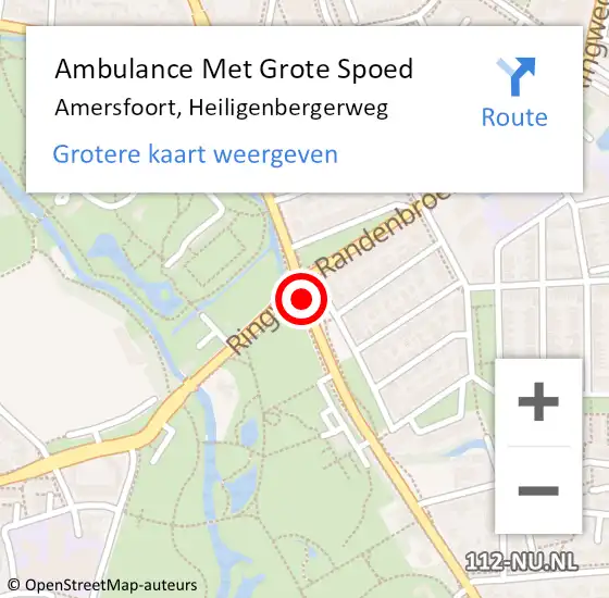 Locatie op kaart van de 112 melding: Ambulance Met Grote Spoed Naar Amersfoort, Heiligenbergerweg op 19 september 2019 06:26