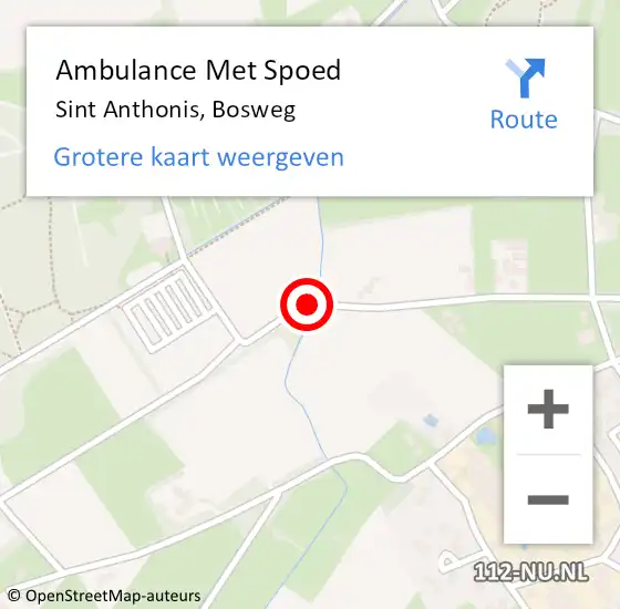 Locatie op kaart van de 112 melding: Ambulance Met Spoed Naar Sint Anthonis, Bosweg op 19 september 2019 07:30