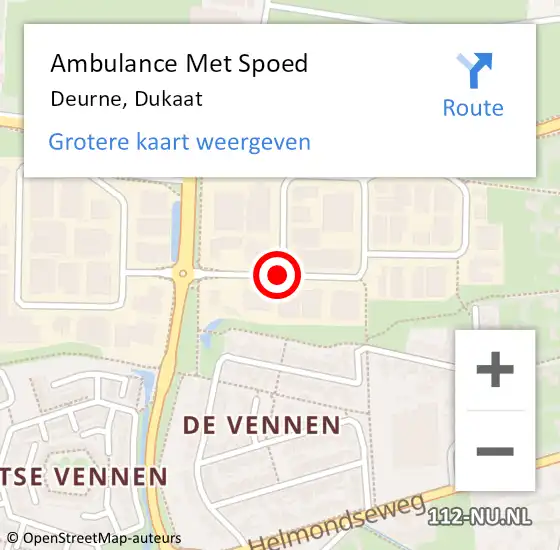 Locatie op kaart van de 112 melding: Ambulance Met Spoed Naar Deurne, Dukaat op 19 september 2019 08:12