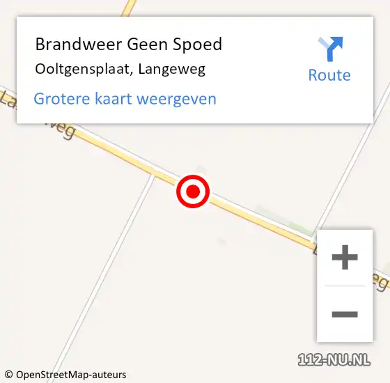 Locatie op kaart van de 112 melding: Brandweer Geen Spoed Naar Ooltgensplaat, Langeweg op 19 september 2019 08:15