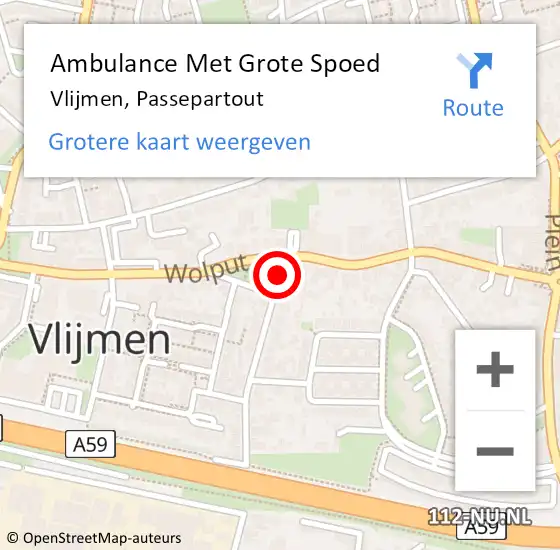 Locatie op kaart van de 112 melding: Ambulance Met Grote Spoed Naar Vlijmen, Passepartout op 19 september 2019 08:30