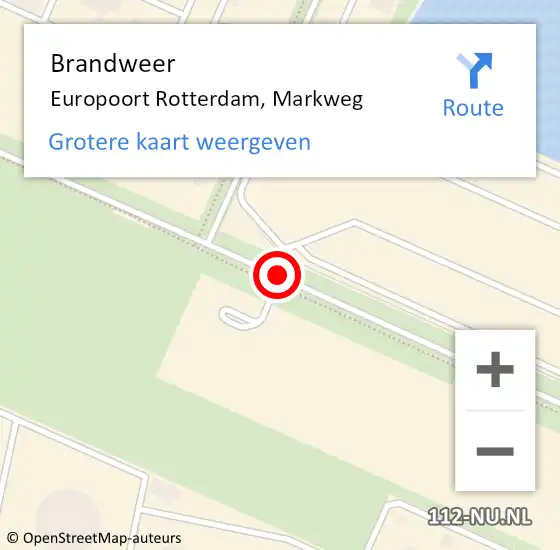 Locatie op kaart van de 112 melding: Brandweer Europoort Rotterdam, Markweg op 19 september 2019 08:51