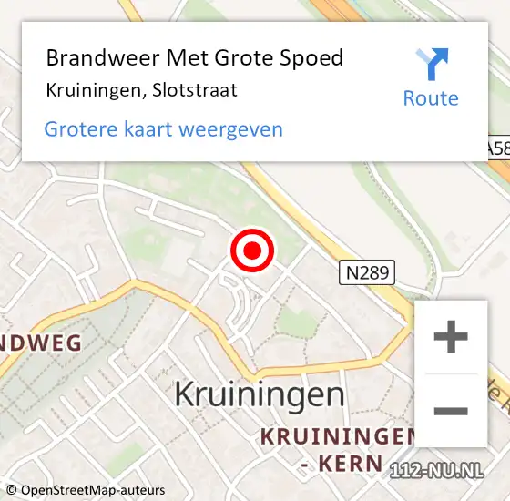 Locatie op kaart van de 112 melding: Brandweer Met Grote Spoed Naar Kruiningen, Slotstraat op 19 september 2019 08:56