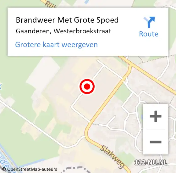 Locatie op kaart van de 112 melding: Brandweer Met Grote Spoed Naar Gaanderen, Westerbroekstraat op 19 september 2019 09:38