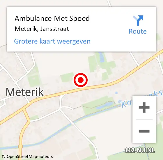 Locatie op kaart van de 112 melding: Ambulance Met Spoed Naar Meterik, Jansstraat op 19 september 2019 10:33