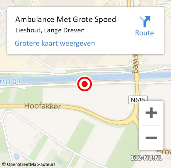 Locatie op kaart van de 112 melding: Ambulance Met Grote Spoed Naar Lieshout, Lange Dreven op 19 september 2019 11:00