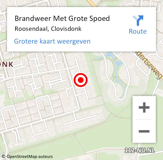 Locatie op kaart van de 112 melding: Brandweer Met Grote Spoed Naar Roosendaal, Clovisdonk op 19 september 2019 11:23
