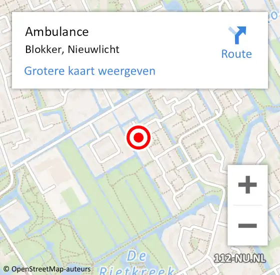 Locatie op kaart van de 112 melding: Ambulance Blokker, Nieuwlicht op 19 september 2019 11:24