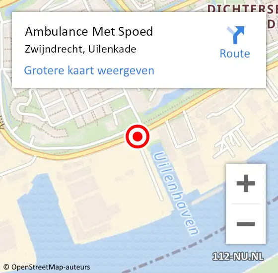Locatie op kaart van de 112 melding: Ambulance Met Spoed Naar Zwijndrecht, Uilenkade op 19 september 2019 12:04