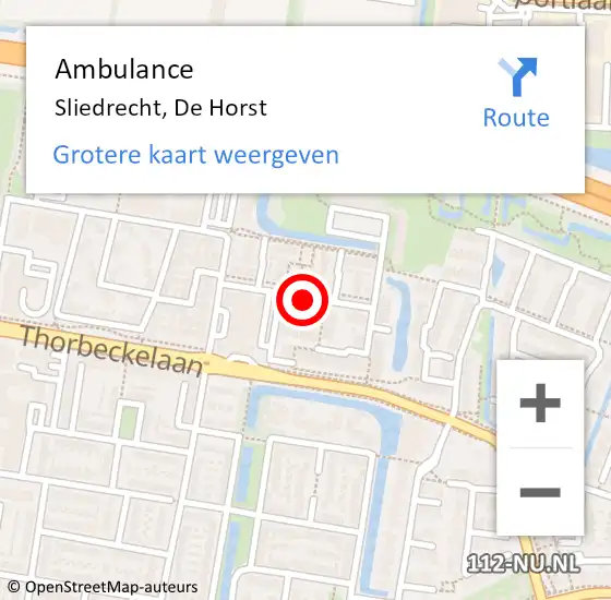 Locatie op kaart van de 112 melding: Ambulance Sliedrecht, De Horst op 19 september 2019 12:12