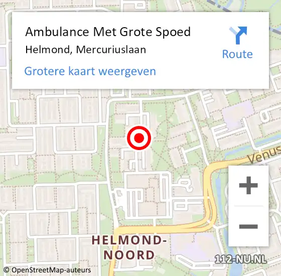 Locatie op kaart van de 112 melding: Ambulance Met Grote Spoed Naar Helmond, Mercuriuslaan op 19 september 2019 13:07