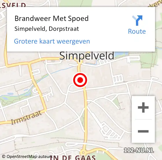 Locatie op kaart van de 112 melding: Brandweer Met Spoed Naar Simpelveld, Dorpstraat op 19 september 2019 13:40