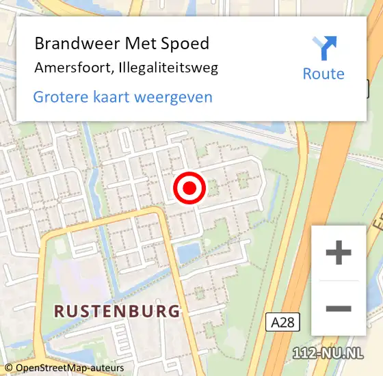 Locatie op kaart van de 112 melding: Brandweer Met Spoed Naar Amersfoort, Illegaliteitsweg op 19 september 2019 13:41