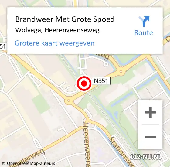 Locatie op kaart van de 112 melding: Brandweer Met Grote Spoed Naar Wolvega, Heerenveenseweg op 19 september 2019 14:04