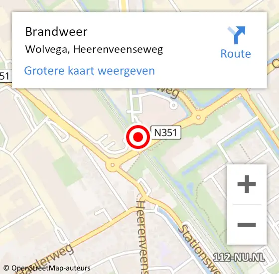 Locatie op kaart van de 112 melding: Brandweer Wolvega, Heerenveenseweg op 19 september 2019 14:04