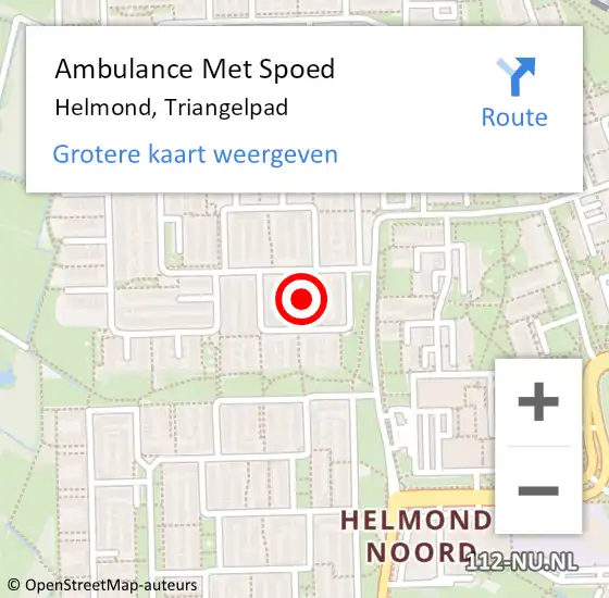 Locatie op kaart van de 112 melding: Ambulance Met Spoed Naar Helmond, Triangelpad op 19 september 2019 14:18