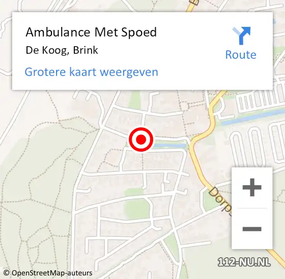 Locatie op kaart van de 112 melding: Ambulance Met Spoed Naar De Koog, Brink op 19 september 2019 15:29