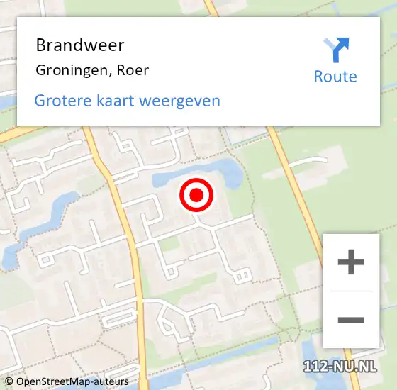 Locatie op kaart van de 112 melding: Brandweer Groningen, Roer op 19 september 2019 15:34