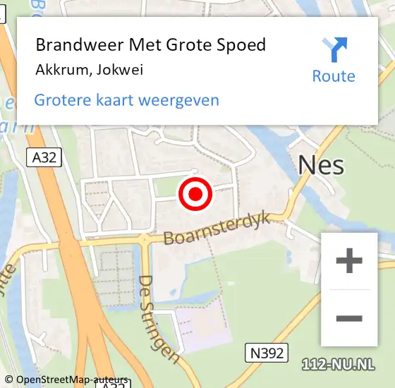 Locatie op kaart van de 112 melding: Brandweer Met Grote Spoed Naar Akkrum, Jokwei op 19 september 2019 15:41