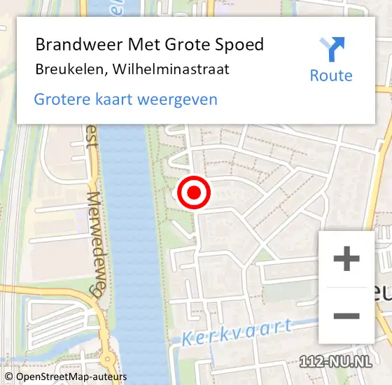 Locatie op kaart van de 112 melding: Brandweer Met Grote Spoed Naar Breukelen, Wilhelminastraat op 19 september 2019 17:17