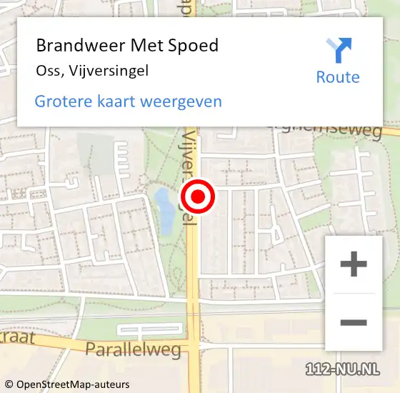 Locatie op kaart van de 112 melding: Brandweer Met Spoed Naar Oss, Vijversingel op 19 september 2019 17:38