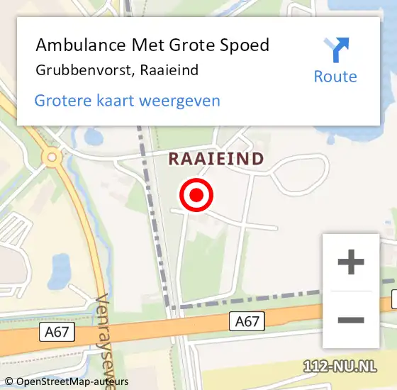 Locatie op kaart van de 112 melding: Ambulance Met Grote Spoed Naar Grubbenvorst, Raaieind op 28 september 2013 17:45