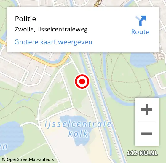 Locatie op kaart van de 112 melding: Politie Zwolle, IJsselcentraleweg op 19 september 2019 17:56
