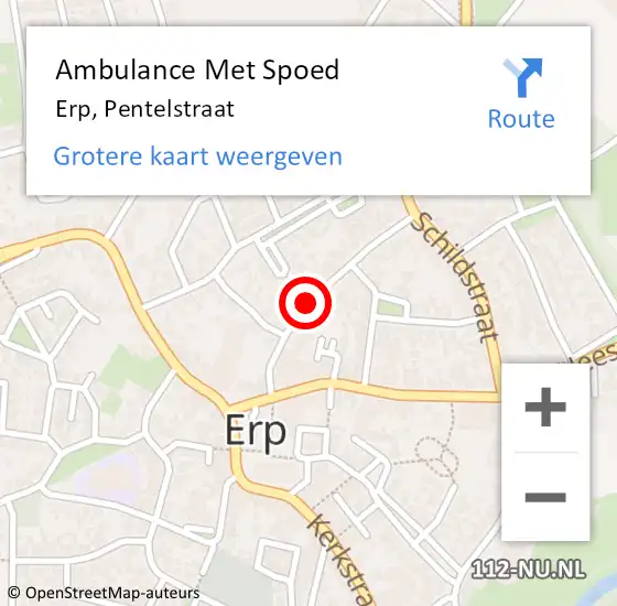 Locatie op kaart van de 112 melding: Ambulance Met Spoed Naar Erp, Pentelstraat op 19 september 2019 18:07