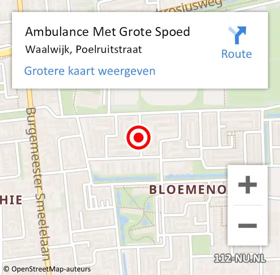 Locatie op kaart van de 112 melding: Ambulance Met Grote Spoed Naar Waalwijk, Poelruitstraat op 19 september 2019 18:22