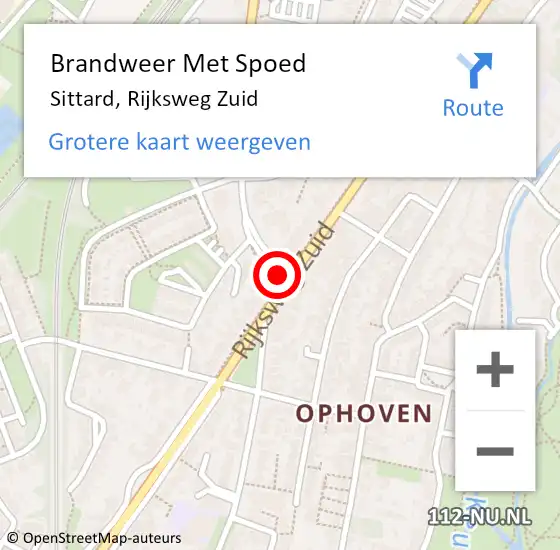 Locatie op kaart van de 112 melding: Brandweer Met Spoed Naar Sittard, Rijksweg Zuid op 19 september 2019 18:31