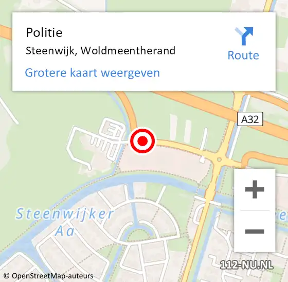 Locatie op kaart van de 112 melding: Politie Steenwijk, Woldmeentherand op 19 september 2019 18:37