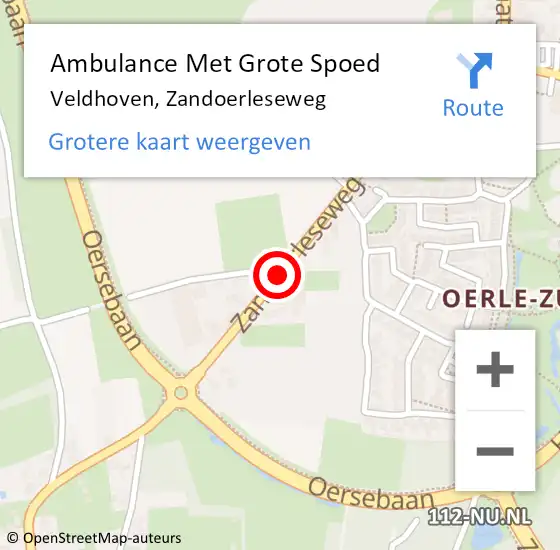 Locatie op kaart van de 112 melding: Ambulance Met Grote Spoed Naar Veldhoven, Zandoerleseweg op 19 september 2019 18:38