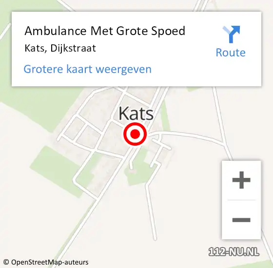 Locatie op kaart van de 112 melding: Ambulance Met Grote Spoed Naar Kats, Dijkstraat op 19 september 2019 19:22