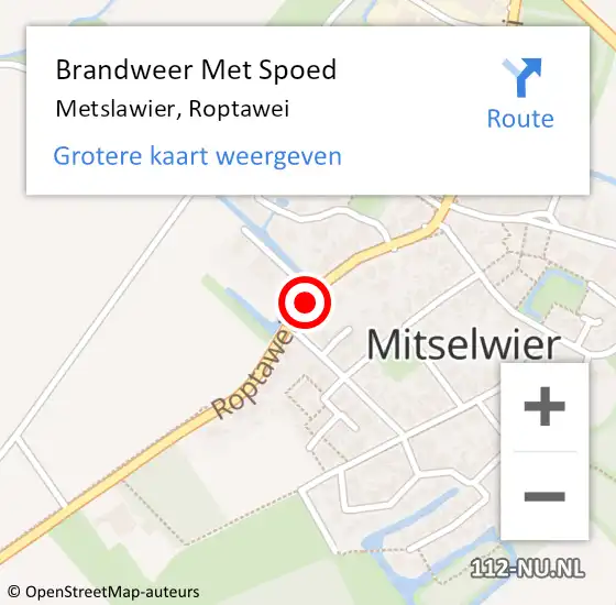 Locatie op kaart van de 112 melding: Brandweer Met Spoed Naar Metslawier, Roptawei op 19 september 2019 20:21