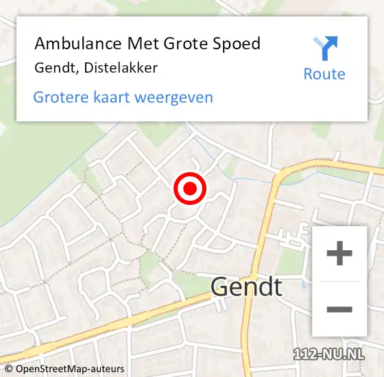 Locatie op kaart van de 112 melding: Ambulance Met Grote Spoed Naar Gendt, Distelakker op 14 april 2014 11:15