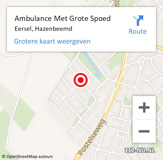 Locatie op kaart van de 112 melding: Ambulance Met Grote Spoed Naar Eersel, Hazenbeemd op 19 september 2019 21:51