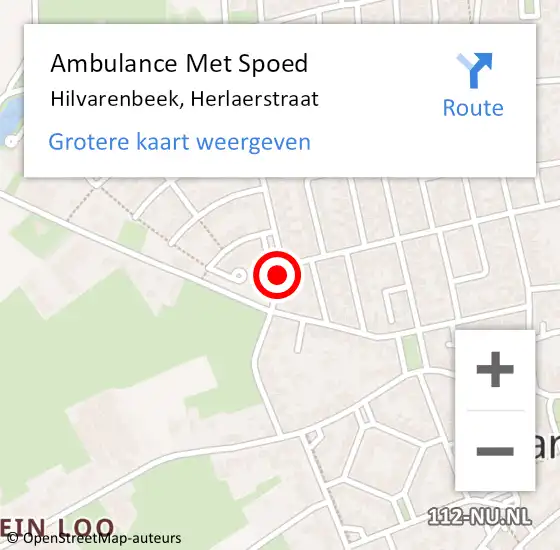 Locatie op kaart van de 112 melding: Ambulance Met Spoed Naar Hilvarenbeek, Herlaerstraat op 19 september 2019 22:06