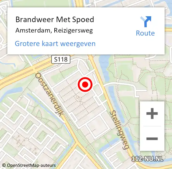 Locatie op kaart van de 112 melding: Brandweer Met Spoed Naar Amsterdam, Reizigersweg op 19 september 2019 22:53