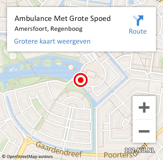 Locatie op kaart van de 112 melding: Ambulance Met Grote Spoed Naar Amersfoort, Regenboog op 19 september 2019 23:02